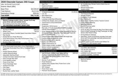 2020 Chevrolet Camaro SS 2SS