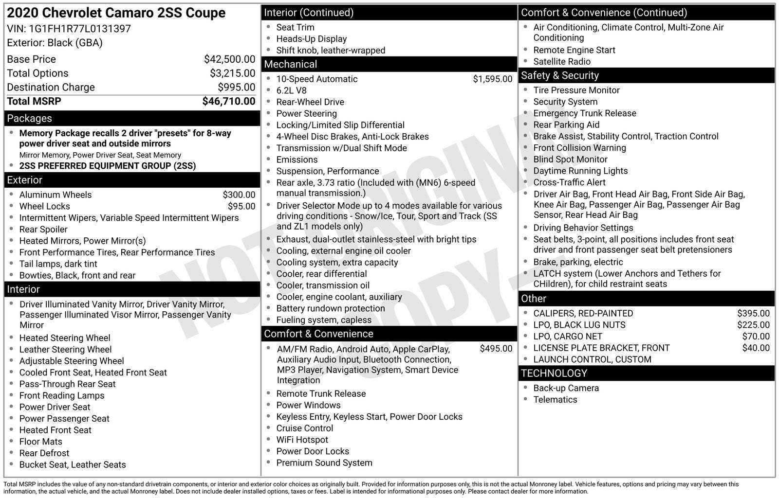 2020 Chevrolet Camaro SS 2SS