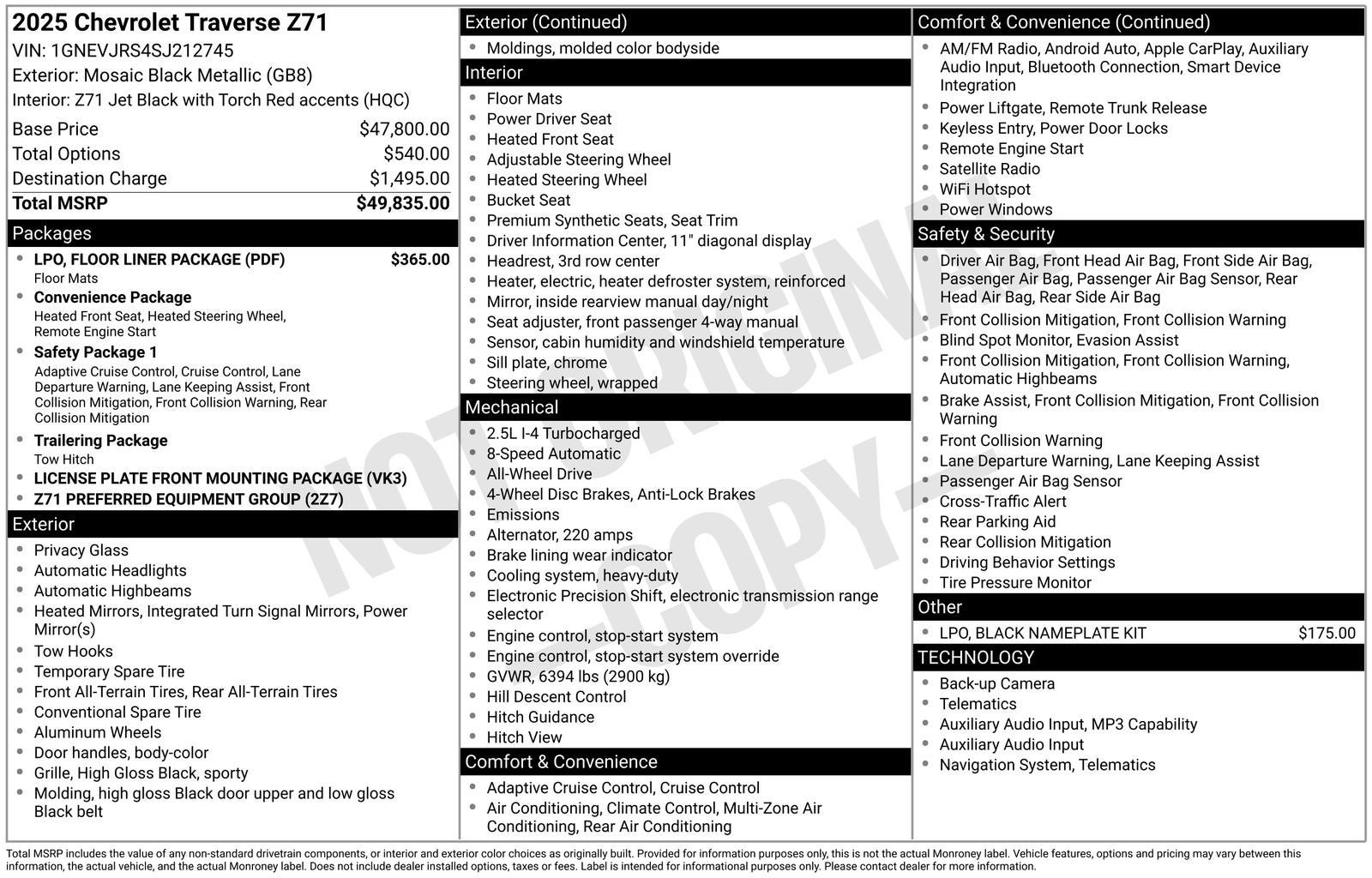 2025 Chevrolet Traverse Z71